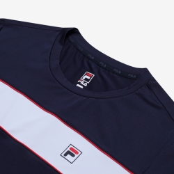 Fila White Line Functional Color - Miesten Poolopaita - Laivastonsininen | FI-97254